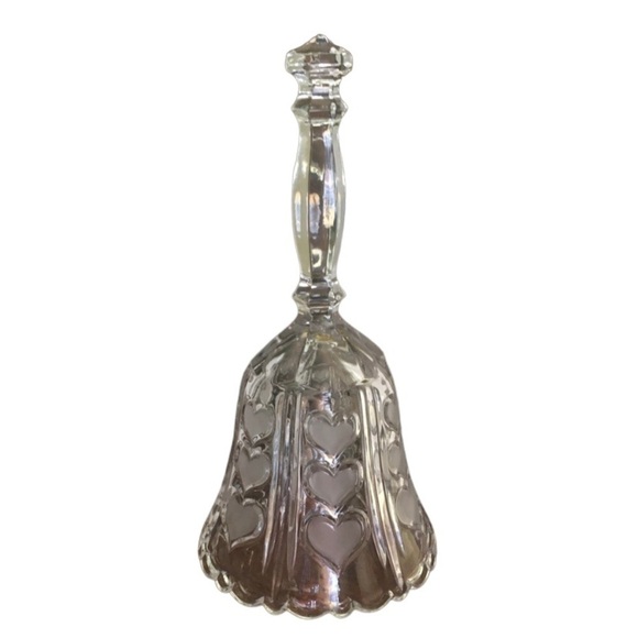 Vintage Crystal Hand Bell with Hearts - Picture 1 of 4